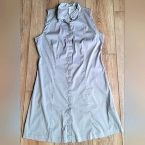 Aglini Dress Sleeveless Gray Button Front Italy 46 Stretchy